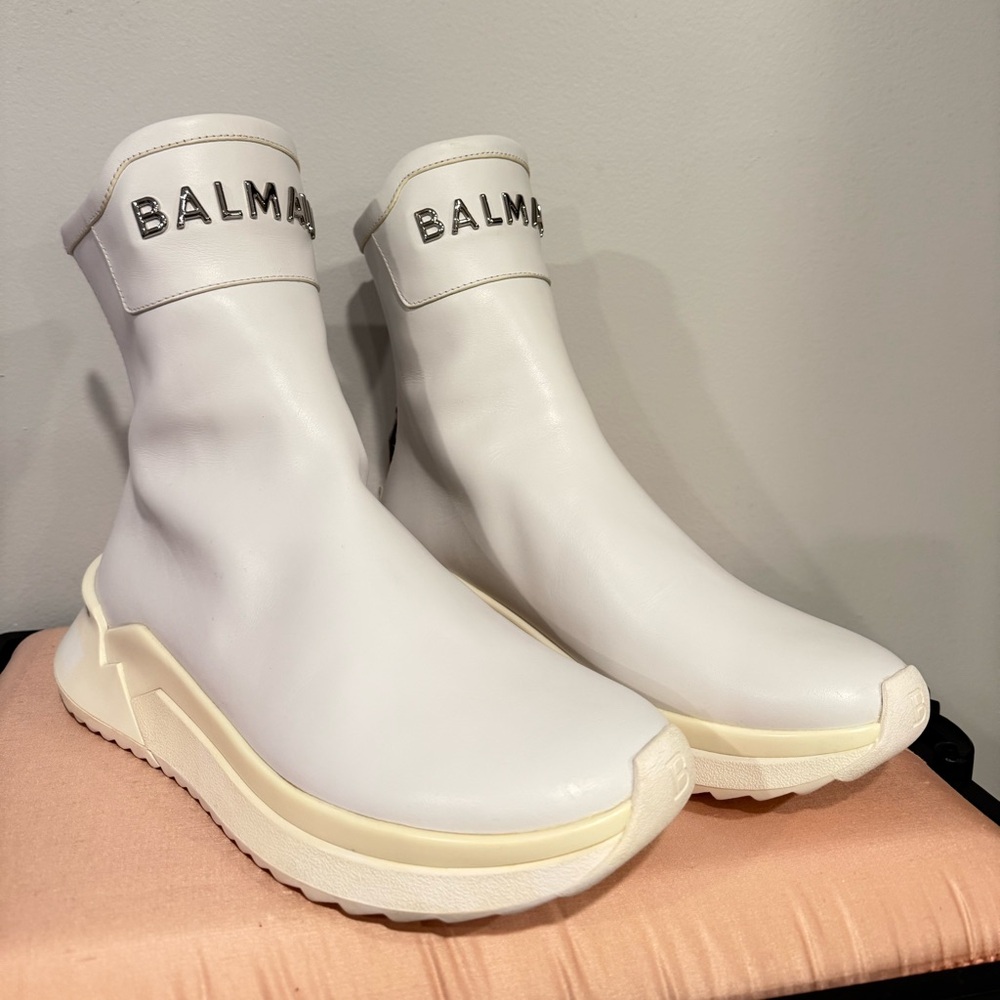 Balmain Men’s B-Glove White Sneaker Boot Size 39
